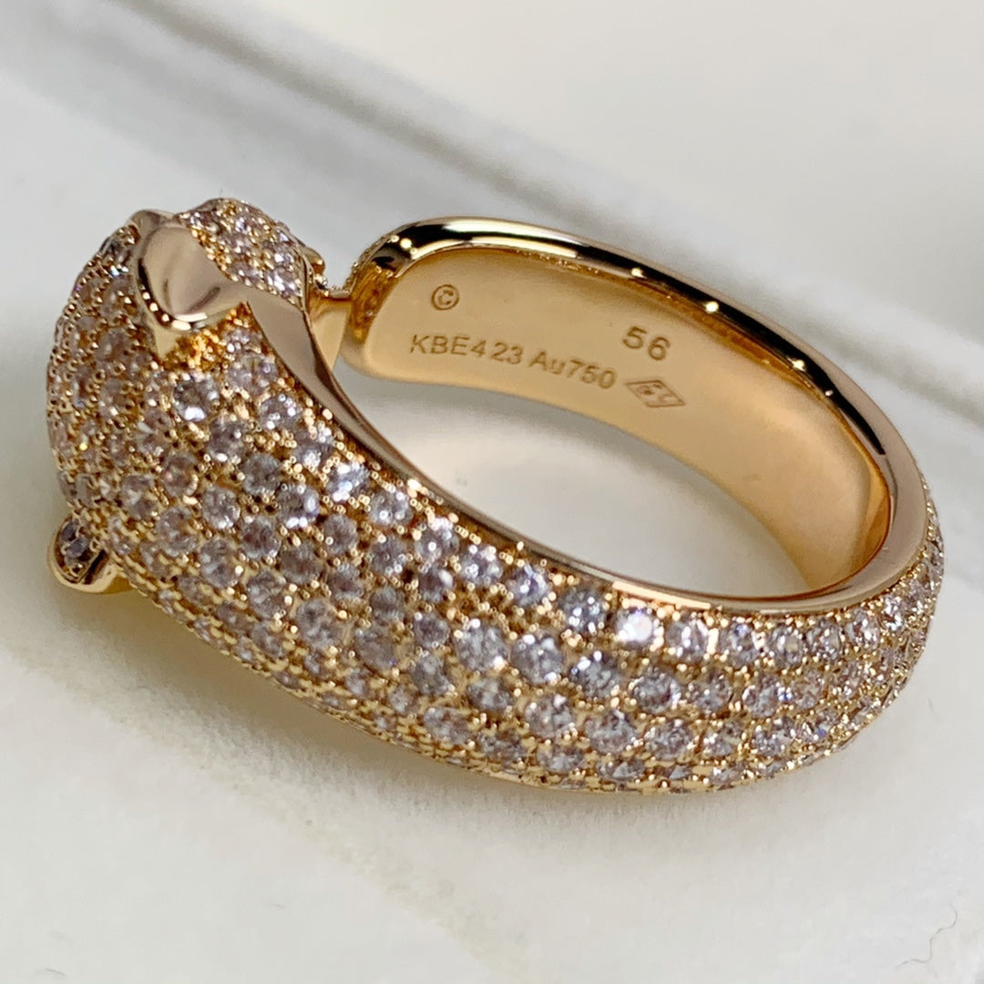 [⭐JeweliWhal]BAGUE PANTHÈRE OR ROSE DIAMANTS