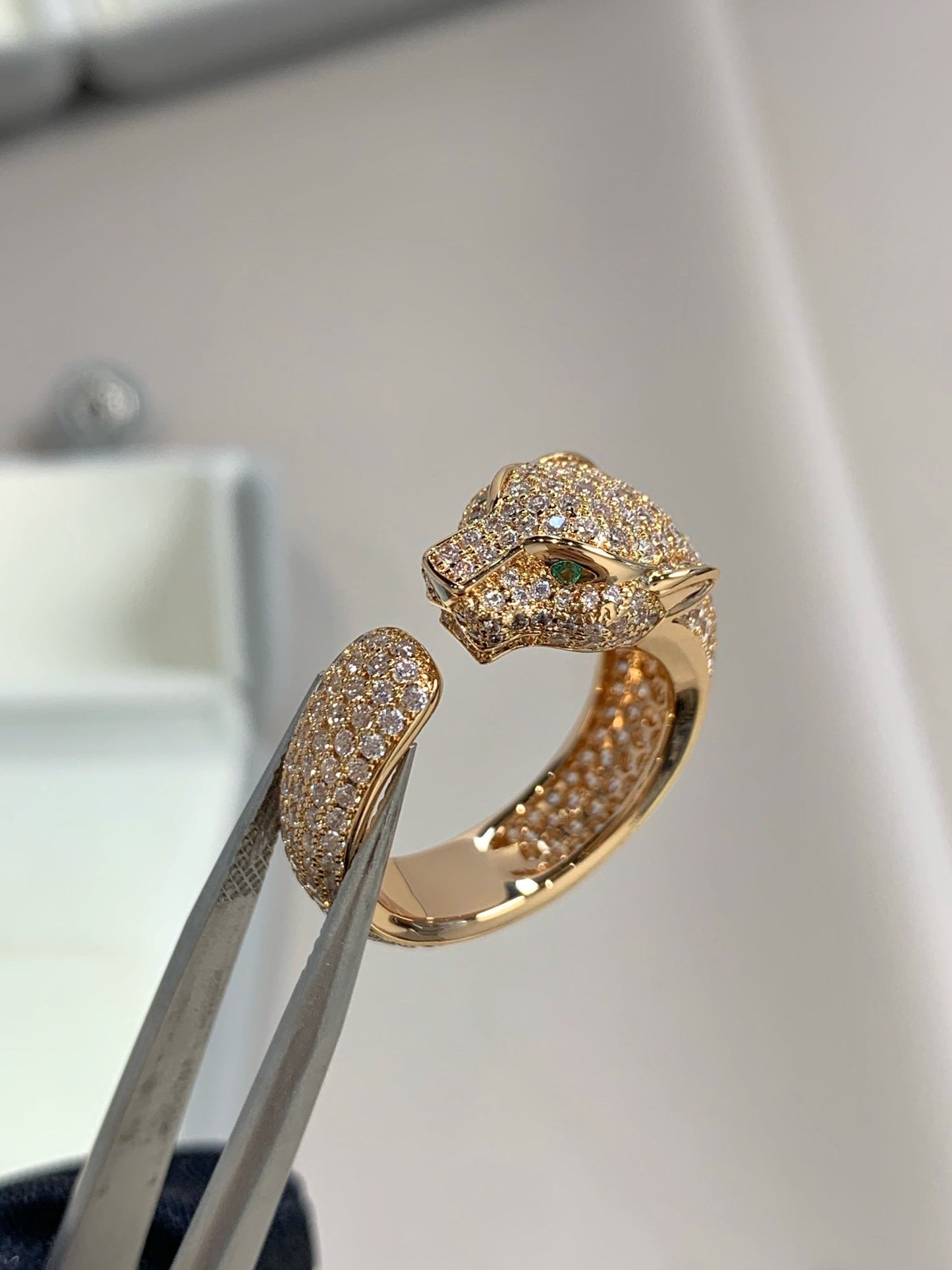 [⭐JeweliWhal]BAGUE PANTHÈRE OR ROSE DIAMANTS