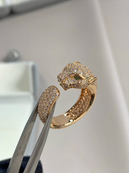 [⭐JeweliWhal]BAGUE PANTHÈRE OR ROSE DIAMANTS