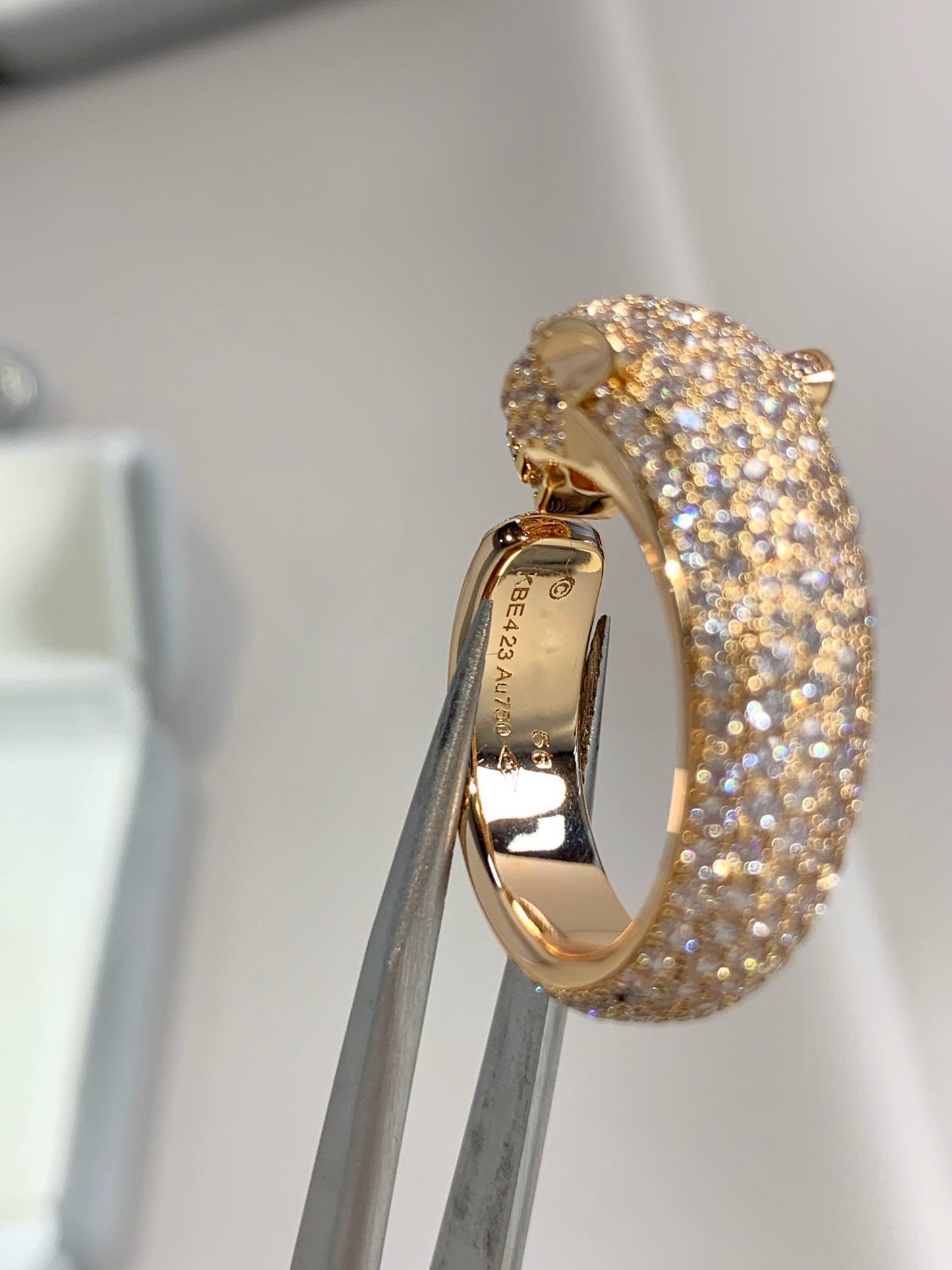 [⭐JeweliWhal]BAGUE PANTHÈRE OR ROSE DIAMANTS