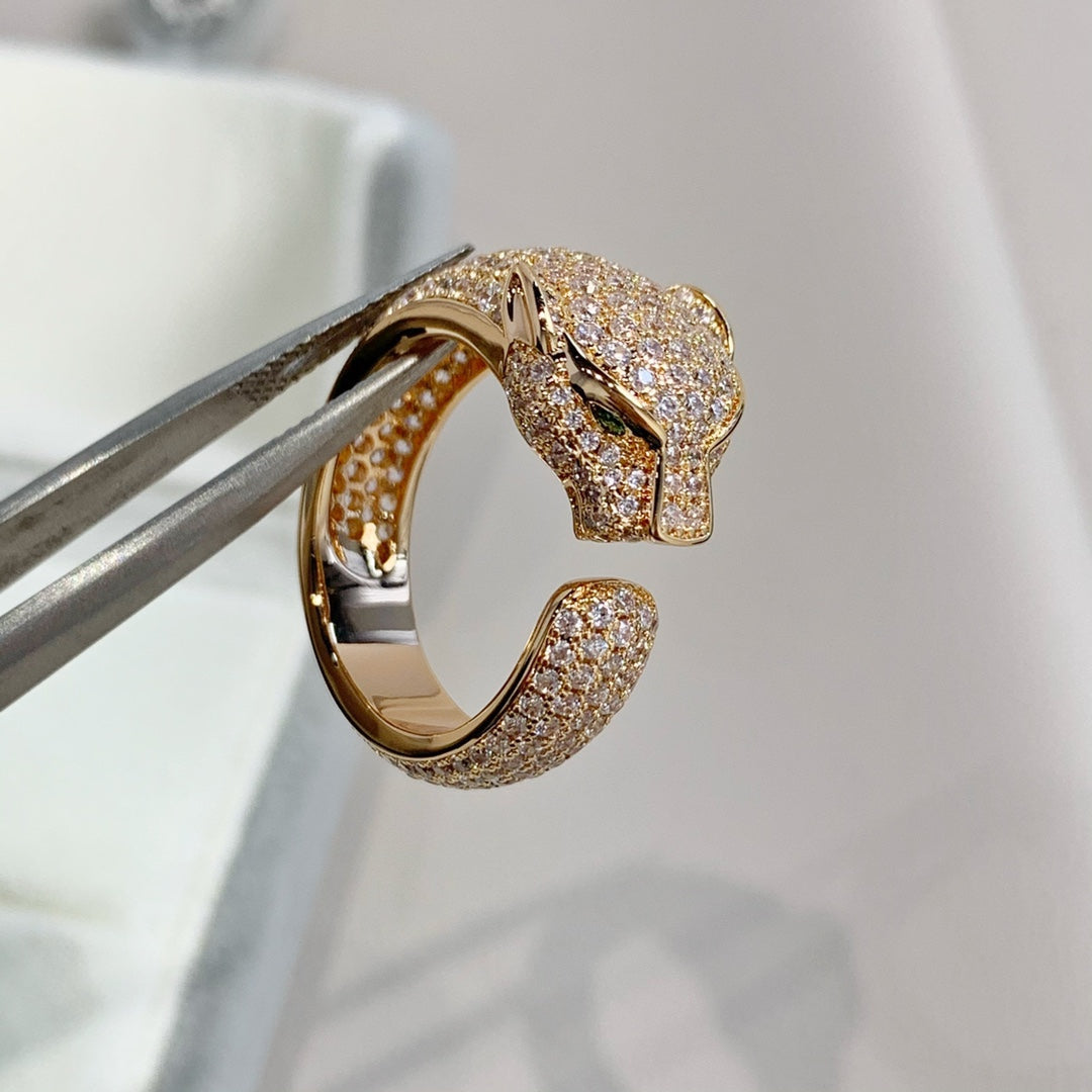 [⭐JeweliWhal]BAGUE PANTHÈRE OR ROSE DIAMANTS