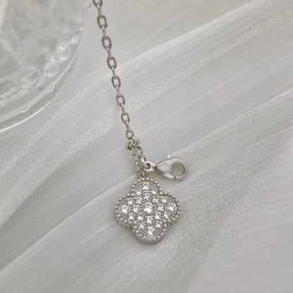 [⭐JeweliWhal]COLLIER TRÈFLE 5 MOTIFS ARGENT ET DIAMANTS