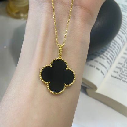 [⭐JeweliWhal]COLLIER TRÈFLE 25MM OR ONYX