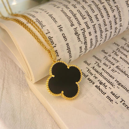 [⭐JeweliWhal]COLLIER TRÈFLE 25MM OR ONYX