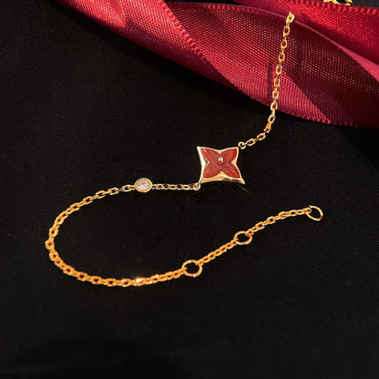 [⭐JeweliWhal]BRACELET ÉTOILE COULEUR CORNALINE OR ROSE DIAMANT