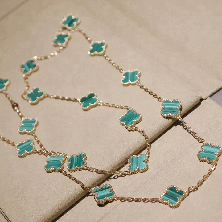 [⭐JeweliWhal]TRÈFLE 20 MOTIFS MALACHITE DORÉ