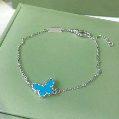 [⭐JeweliWhal]BRACELET PAPILLON TURQUOISE ARGENT