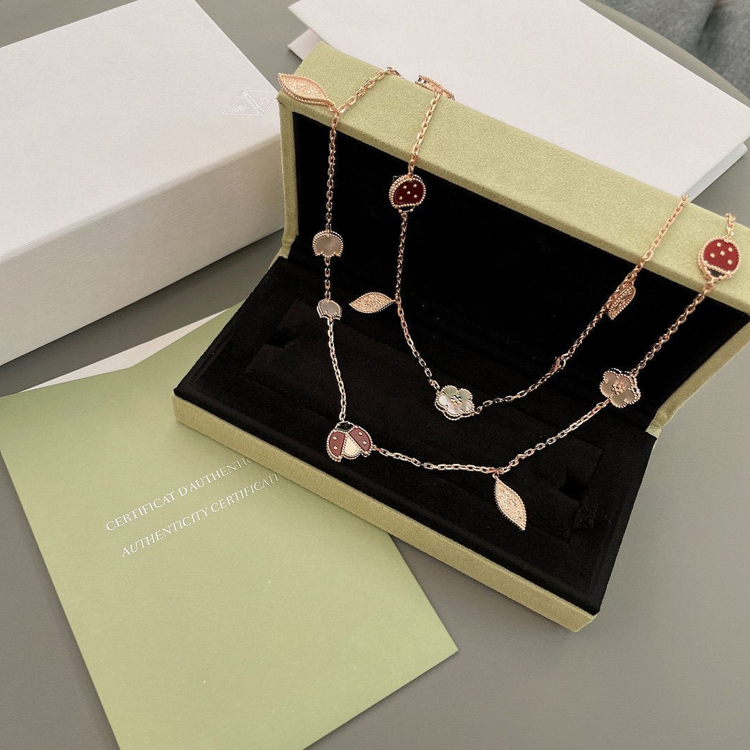 [⭐JeweliWhal]COLLIER LUCKY SPRING 15 MOTIFS OR ROSE