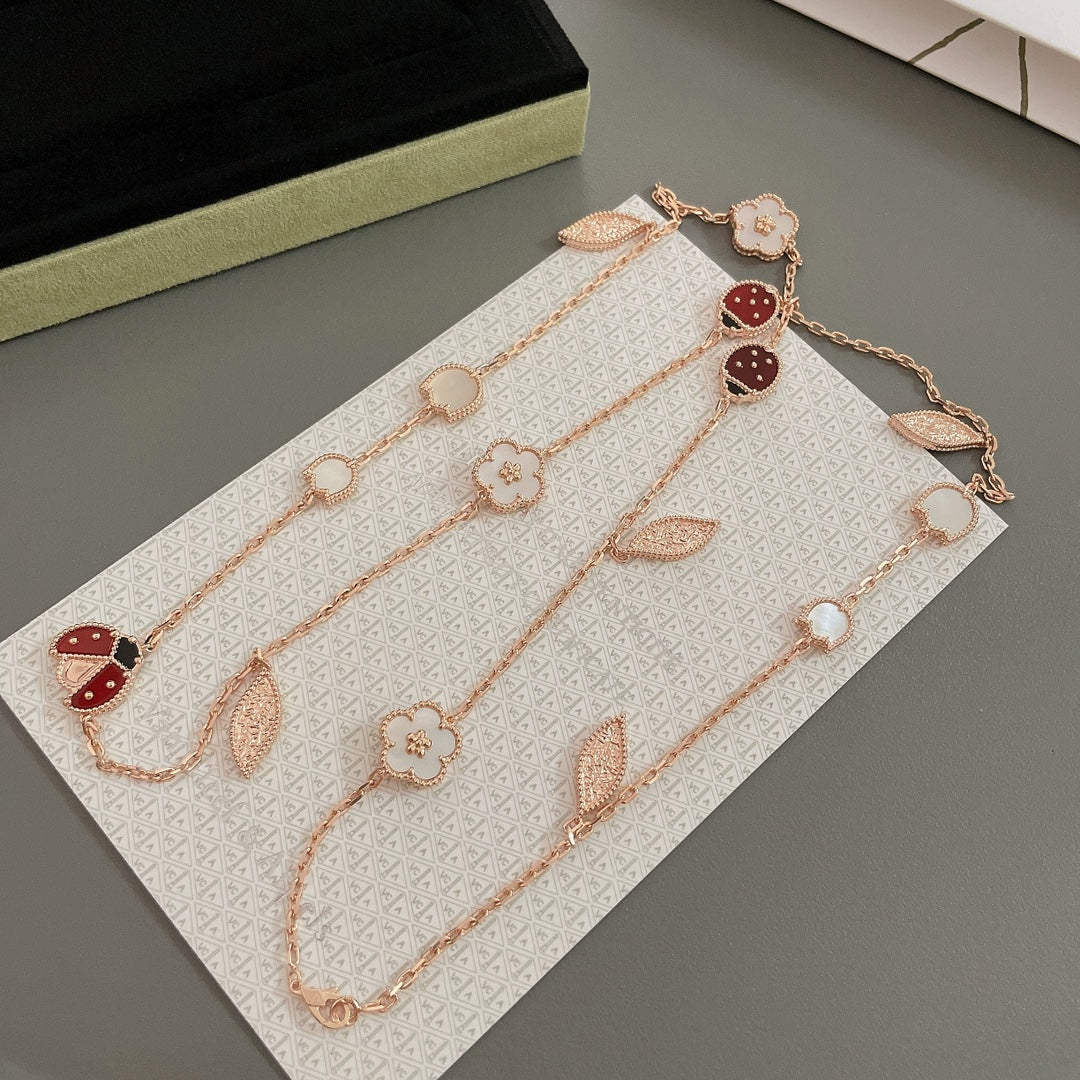 [⭐JeweliWhal]COLLIER LUCKY SPRING 15 MOTIFS OR ROSE