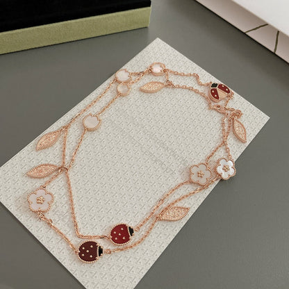 [⭐JeweliWhal]COLLIER LUCKY SPRING 15 MOTIFS OR ROSE