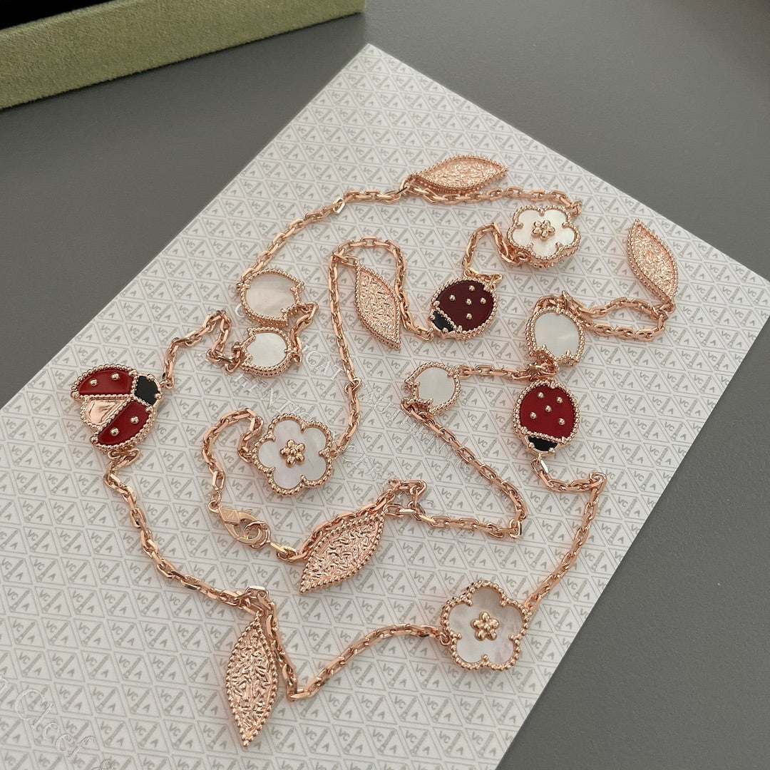 [⭐JeweliWhal]COLLIER LUCKY SPRING 15 MOTIFS OR ROSE