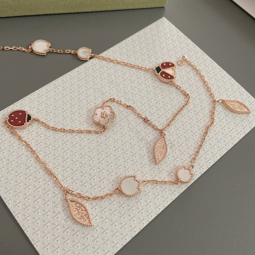 [⭐JeweliWhal]COLLIER LUCKY SPRING 15 MOTIFS OR ROSE