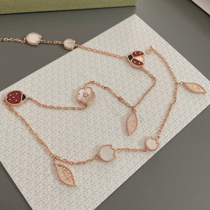 [⭐JeweliWhal]COLLIER LUCKY SPRING 15 MOTIFS OR ROSE