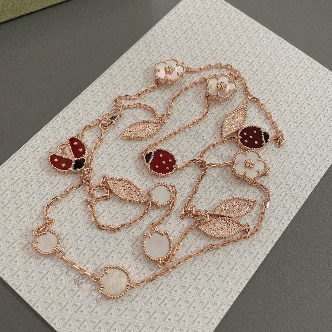 [⭐JeweliWhal]COLLIER LUCKY SPRING 15 MOTIFS OR ROSE