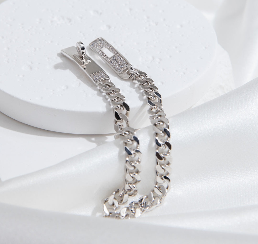 [⭐JeweliWhal]BRACELET DIAMANT ARGENT CHAÎNE KELLY