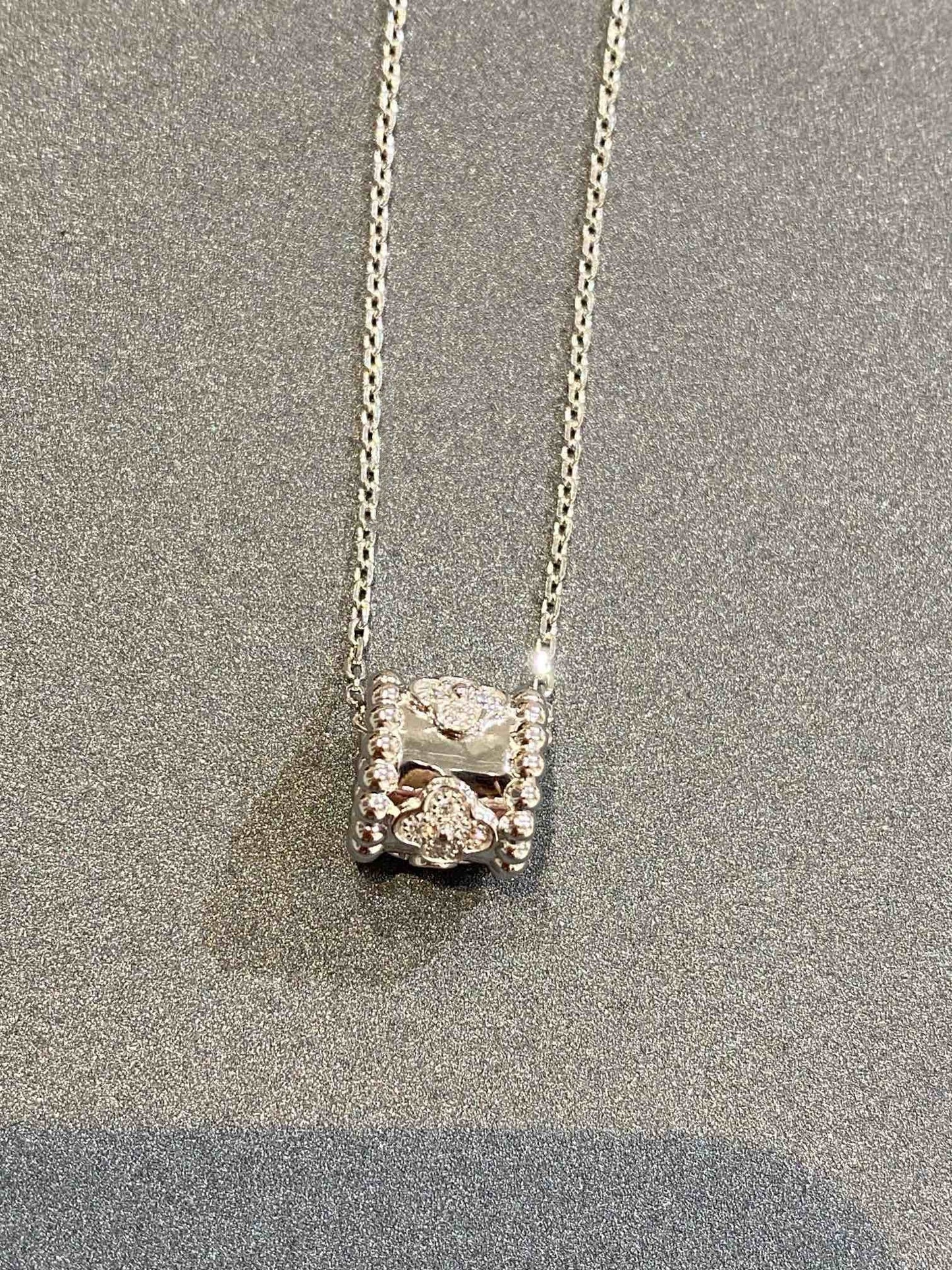 [⭐JeweliWhal]COLLIER EN DIAMANT PENDENTIF EN ARGENT PERLEE