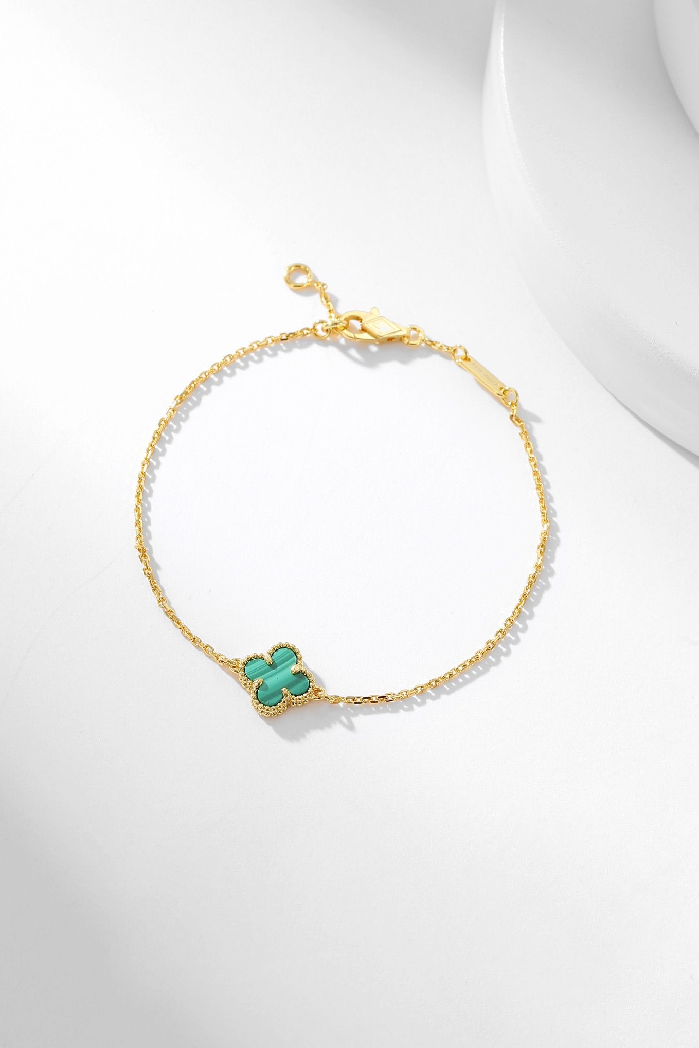 [⭐JeweliWhal]BRACELET TRÈFLE MALACHITE 1 MOTIF
