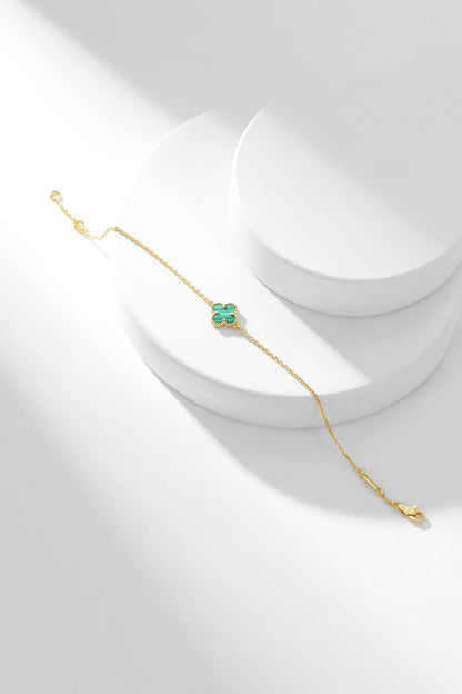 [⭐JeweliWhal]BRACELET TRÈFLE MALACHITE 1 MOTIF