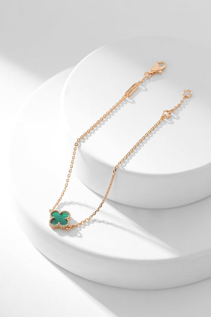 [⭐JeweliWhal]BRACELET TRÈFLE MALACHITE 1 MOTIF