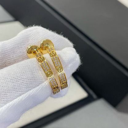 [⭐JeweliWhal]BOUCLES D'OREILLES CRÉOLES OR ET DIAMANT LOVE