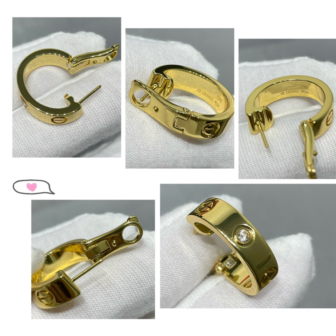 [⭐JeweliWhal]LOVE 5.5MM 1 DIAMOND EARRINGS