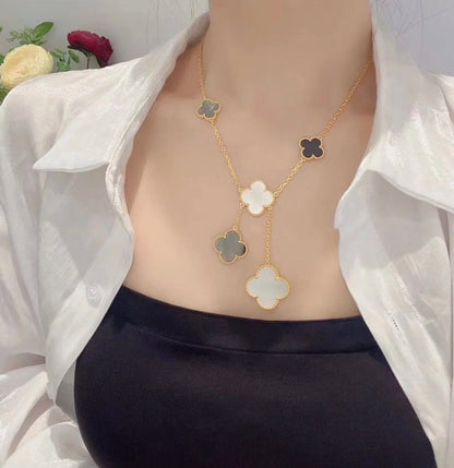 [⭐JeweliWhal]COLLIER OR CLOVER 6 MOTIFS NOPALE ONYX