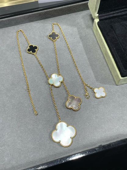 [⭐JeweliWhal]COLLIER OR CLOVER 6 MOTIFS NOPALE ONYX