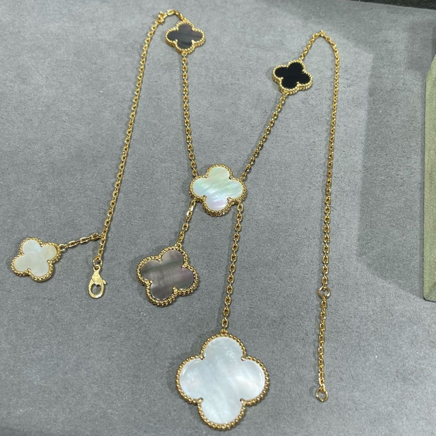 [⭐JeweliWhal]COLLIER OR CLOVER 6 MOTIFS NOPALE ONYX