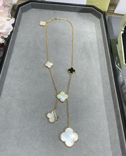 [⭐JeweliWhal]COLLIER OR CLOVER 6 MOTIFS NOPALE ONYX
