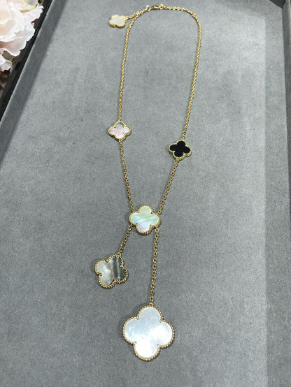[⭐JeweliWhal]COLLIER OR CLOVER 6 MOTIFS NOPALE ONYX