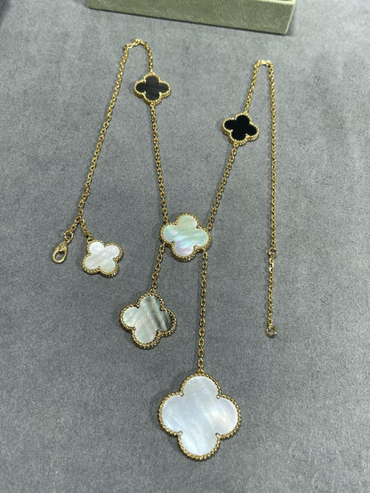 [⭐JeweliWhal]COLLIER OR CLOVER 6 MOTIFS NOPALE ONYX