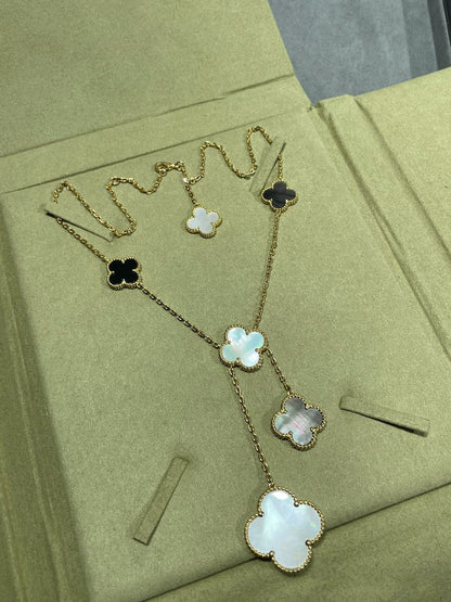 [⭐JeweliWhal]COLLIER OR CLOVER 6 MOTIFS NOPALE ONYX