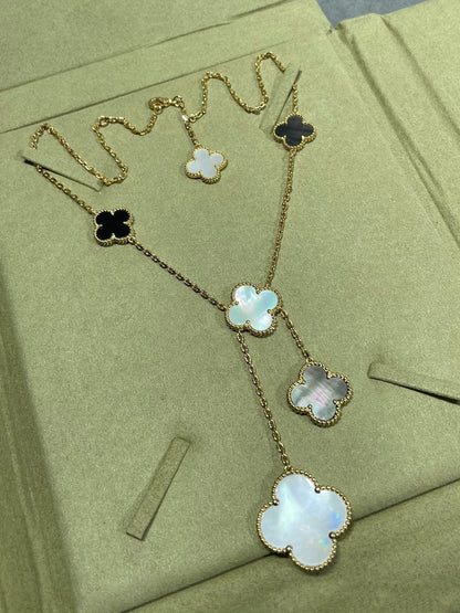 [⭐JeweliWhal]COLLIER OR CLOVER 6 MOTIFS NOPALE ONYX