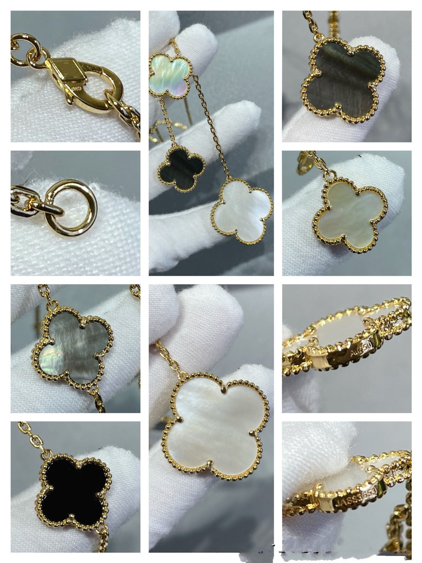 [⭐JeweliWhal]COLLIER OR CLOVER 6 MOTIFS NOPALE ONYX