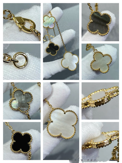 [⭐JeweliWhal]COLLIER OR CLOVER 6 MOTIFS NOPALE ONYX