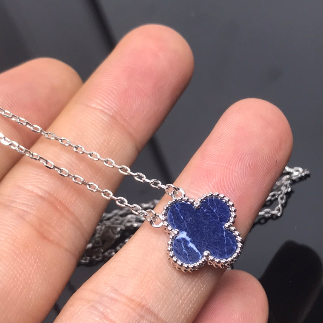 [⭐JeweliWhal]COLLIER LONG EN ARGENT PIETERSITE TRÈFLE