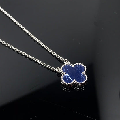 [⭐JeweliWhal]COLLIER LONG EN ARGENT PIETERSITE TRÈFLE