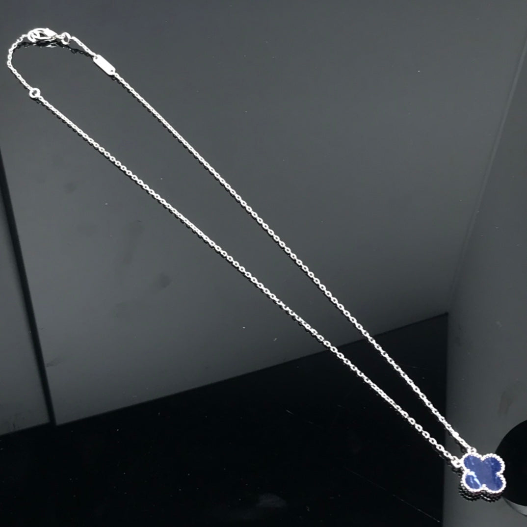 [⭐JeweliWhal]COLLIER LONG EN ARGENT PIETERSITE TRÈFLE