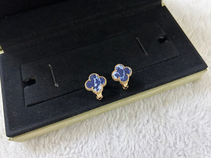 [⭐JeweliWhal]CLOUS D'OREILLES MOYENS TRÈFLE PIETERSITE