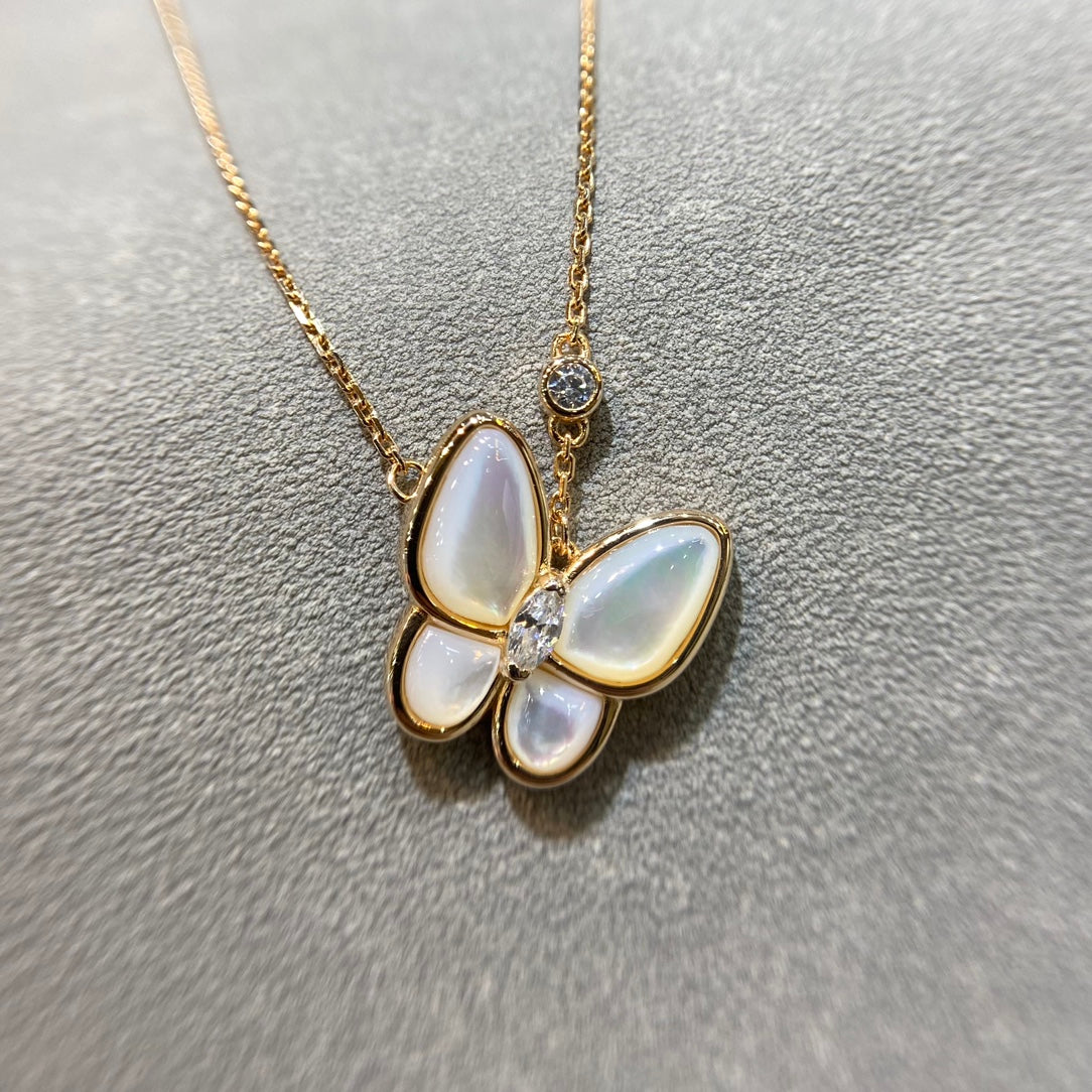 [⭐JeweliWhal]COLLIER DIAMANT PAPILLON NACRE