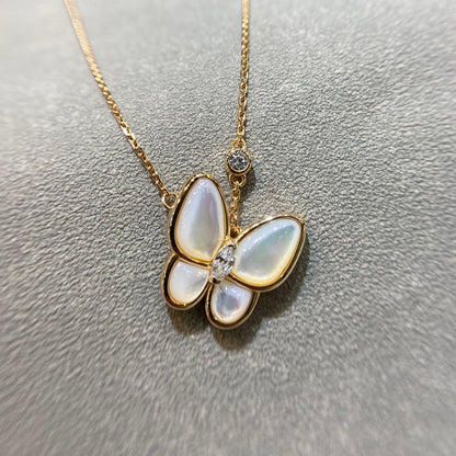 [⭐JeweliWhal]COLLIER DIAMANT PAPILLON NACRE