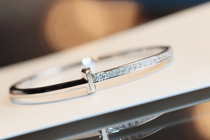 [JeweliWhal]NARROW T1 HINGED BANGLE DIAMOND SILVER