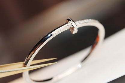 [JeweliWhal]NARROW T1 HINGED BANGLE DIAMOND SILVER