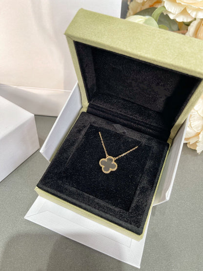 [⭐JeweliWhal]COLLIER TRÈFLE CRISTAL DE ROCHE OR ROSE