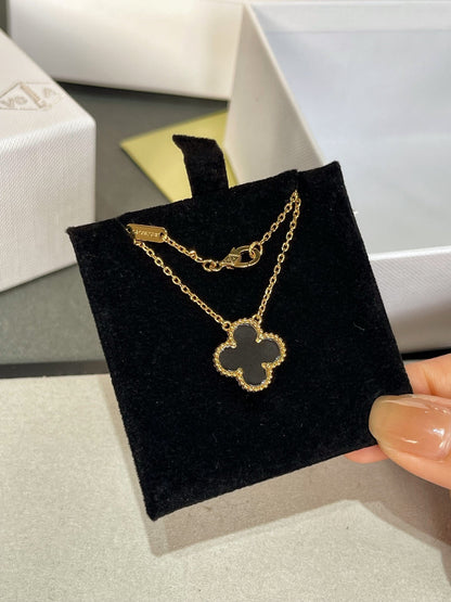 [⭐JeweliWhal]COLLIER TRÈFLE CRISTAL DE ROCHE OR ROSE