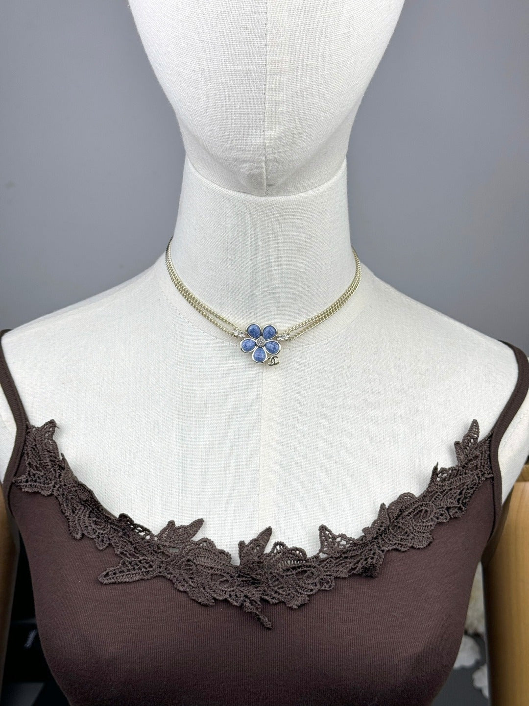 [⭐JeweliWhal]Nouveau collier double couche à fleurs bleues