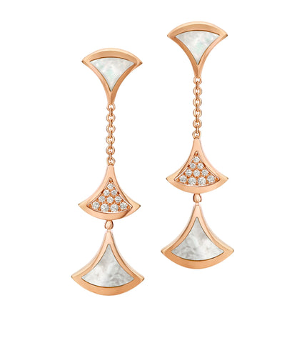 [⭐JeweliWhal]BOUCLES D'OREILLES RÊVE 3 MOTIFS DIAMANT NACRE OR ROSE