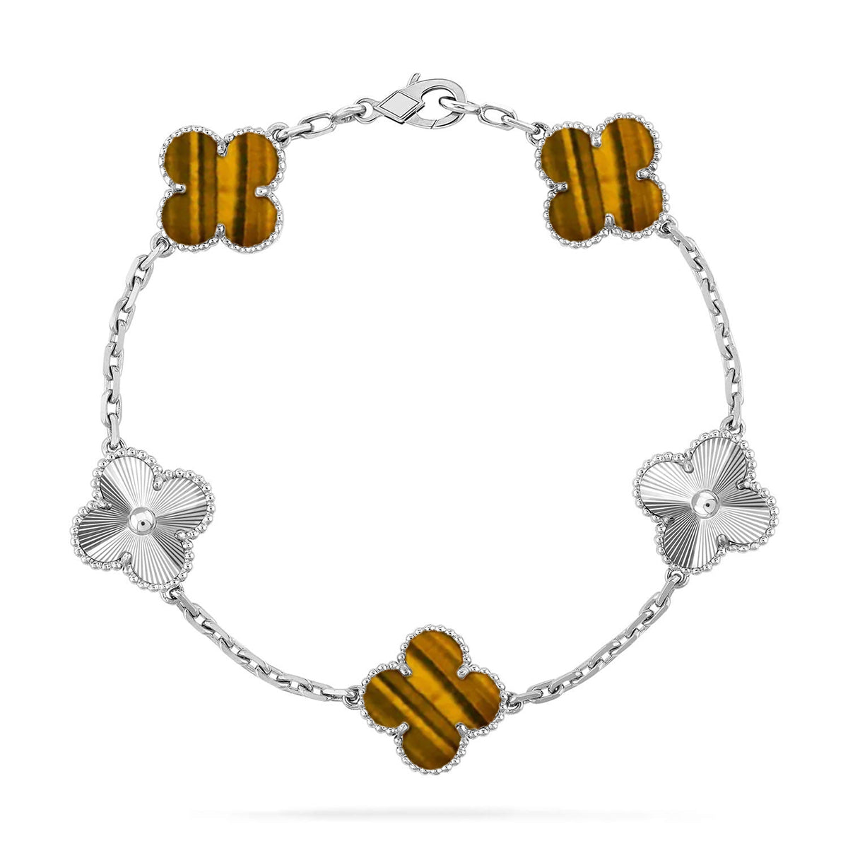[⭐JeweliWhal] مجموعة سوار CLOVER 5 MOTIFS TIGER EYE