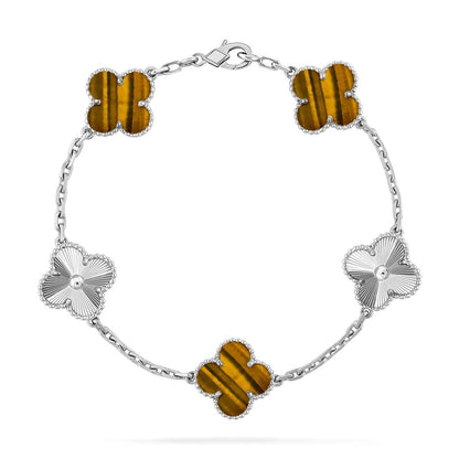[⭐JeweliWhal] مجموعة سوار CLOVER 5 MOTIFS TIGER EYE