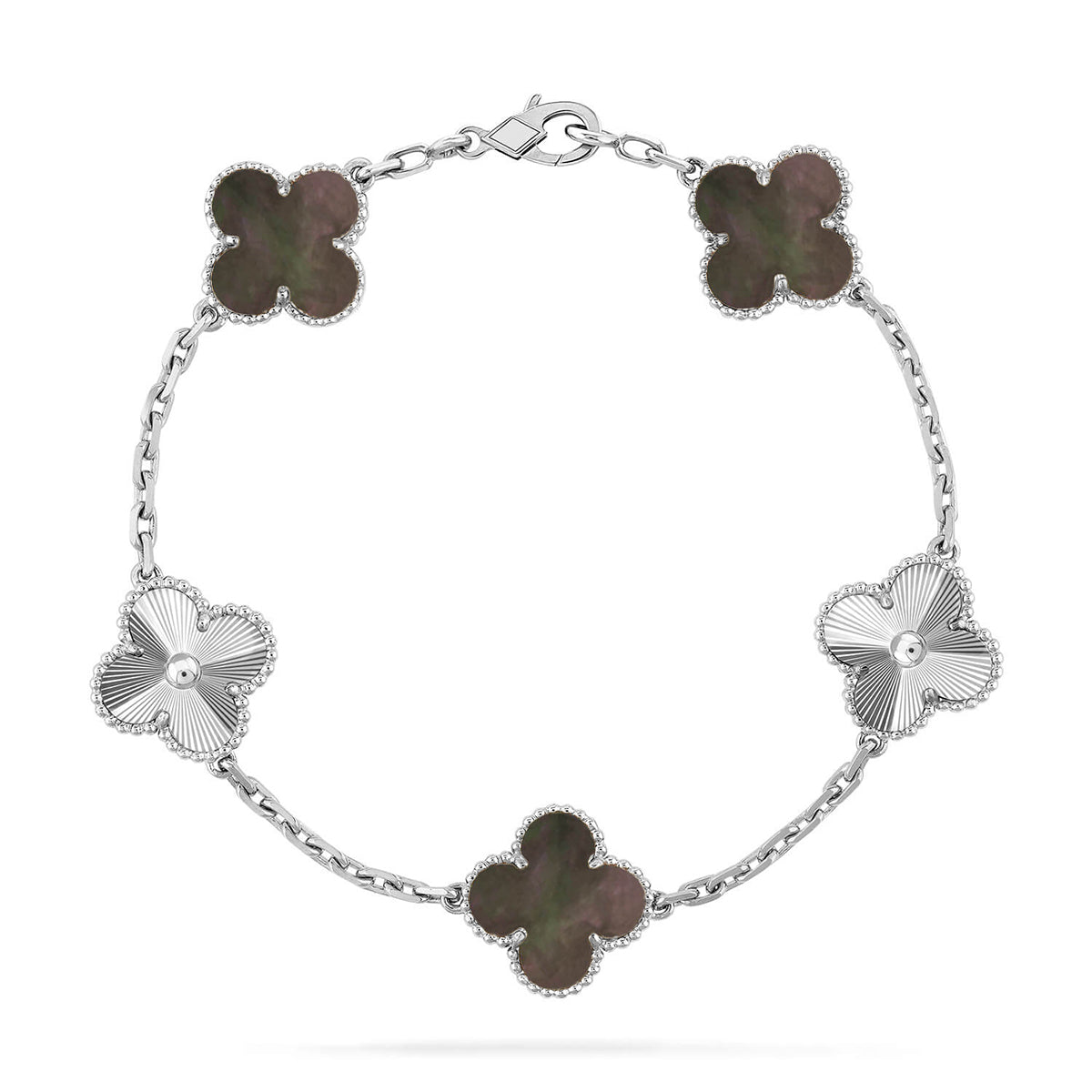 [⭐JeweliWhal] COLLECTION BRACELETS TRÈFLE 5 MOTIFS EN NACRE GRISE